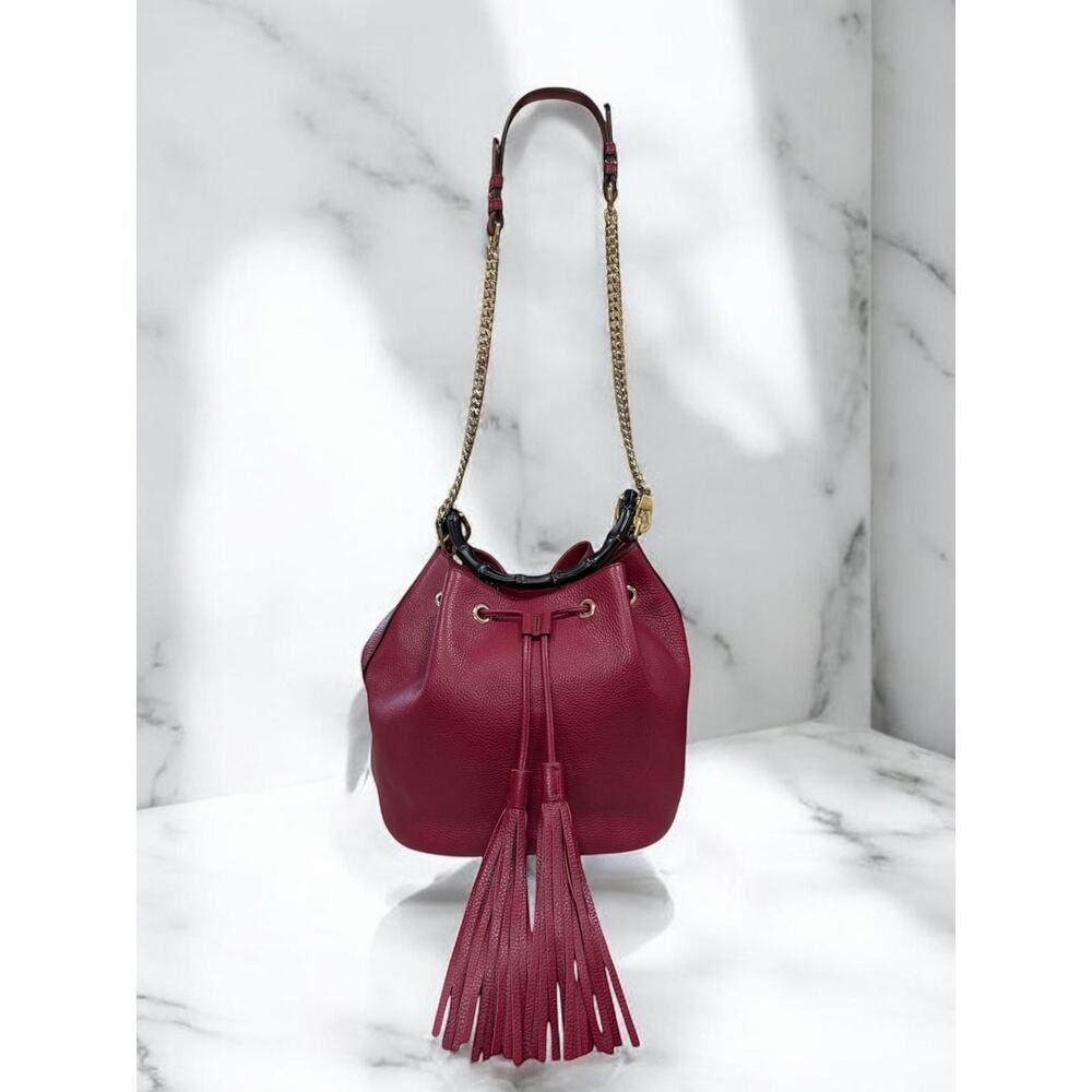 GUCCI Miss Bamboo Pebble Calfskin Bucket Bag - Picture 2 of 16